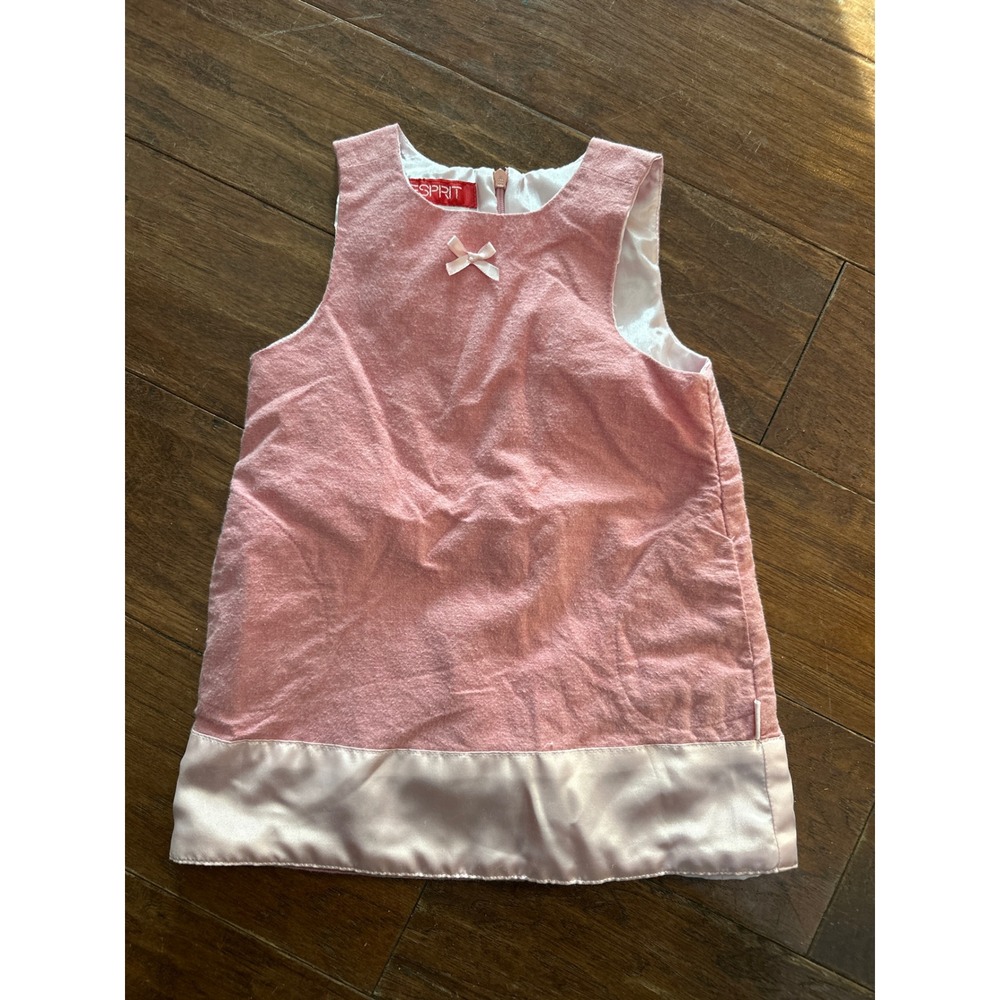 Vintage Esprit Baby Pink Velour Bow‎ Dress 12 Months Special Occasion